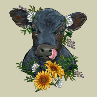 Baby Cow Black Angus Calf With Flowers Heavy Core Tee | Teevron