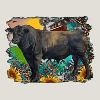 Black Angus Bull With Aztec And Farm Background Heavy Core Tee | Teevron