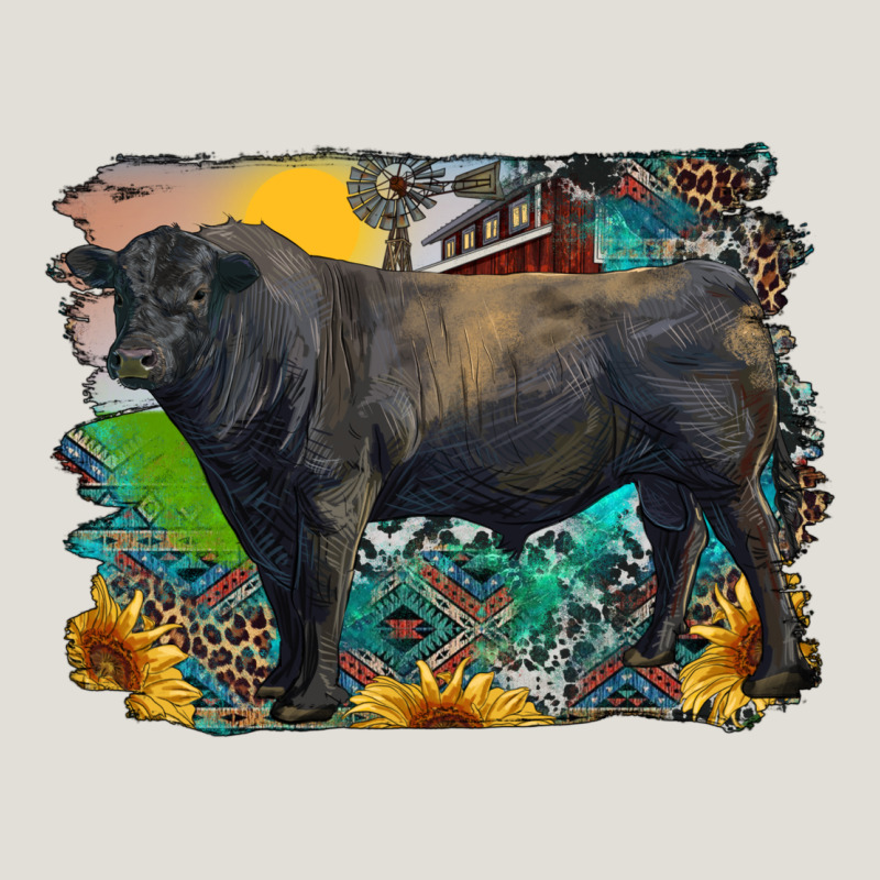 Black Angus Bull With Aztec And Farm Background Heavy Core Tee by RanaPortraitStore | Teevron