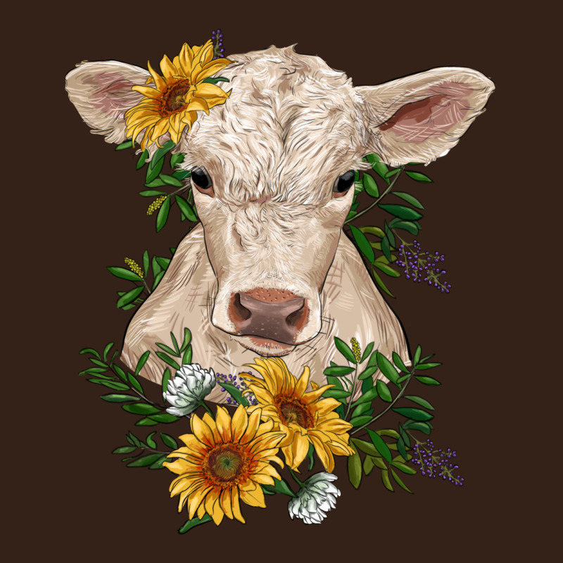 Charolais Calf With Sunflowers Heavy Core Tee by RanaPortraitStore | Teevron