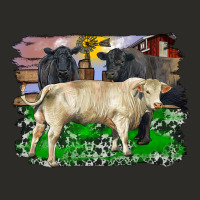 Charolais Bull Black Angus Cattle And Bull With Barnyard And Cowhide Heavy Core Tee | Teevron