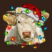 Charolais Cattle Cow With Christmas Lights And Hat Heavy Core Tee | Teevron