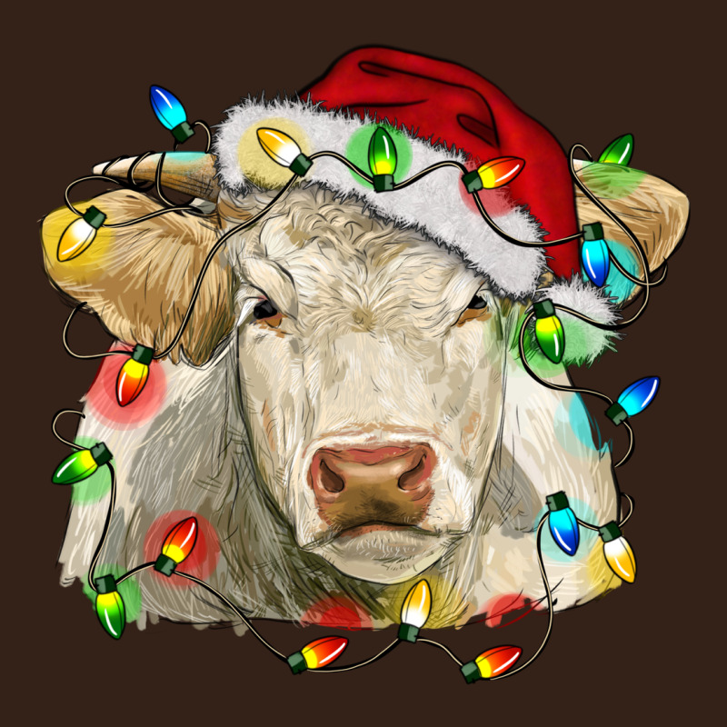 Charolais Cattle Cow With Christmas Lights And Hat Heavy Core Tee by RanaPortraitStore | Teevron