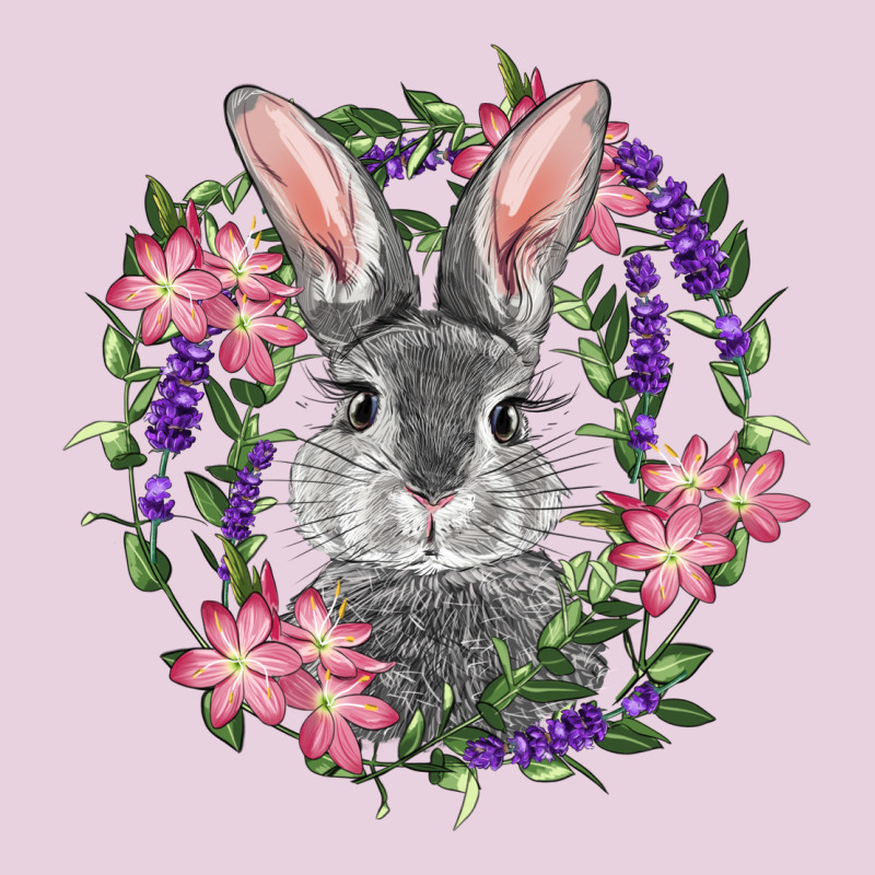 Easter Bunny With Floral Wreath Ladies Tee by RanaPortraitStore | Teevron