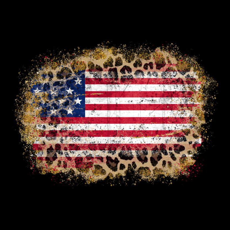 America Leopard Glitter Flag Ladies Tee by Zillion Design Studio | Teevron