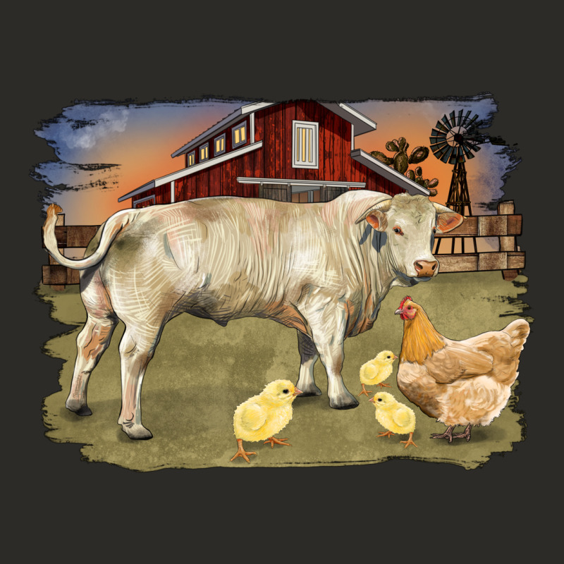 Charolaris Bull And Chicken In Barnyard Heavy Core Tee by RanaPortraitStore | Teevron