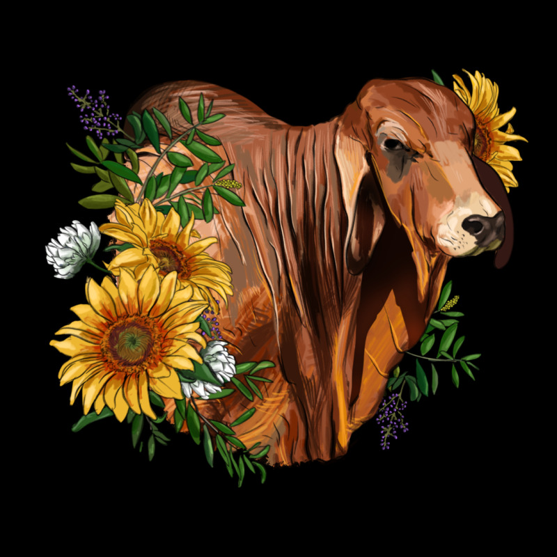 Brahman Bull With Sunflowers Heavy Core Tee by RanaPortraitStore | Teevron