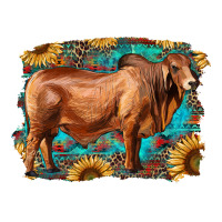 brahman bull with aztec sunflower and leopard background | Teevron