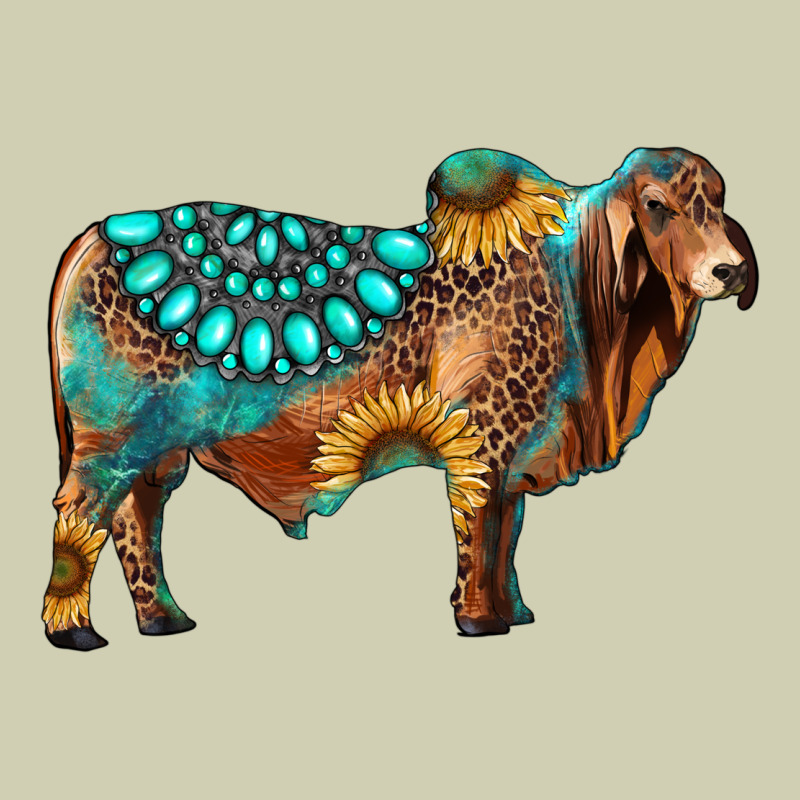 Brahman Bull Gemstone Turquoise And Sunflower Heavy Core Tee by RanaPortraitStore | Teevron