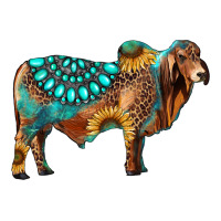 brahman bull gemstone turquoise and sunflower | Teevron