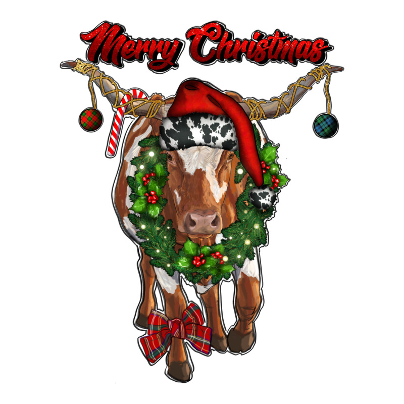 Merry Christmas Longhorn Cow Premium Tee by RanaPortraitStore | Teevron
