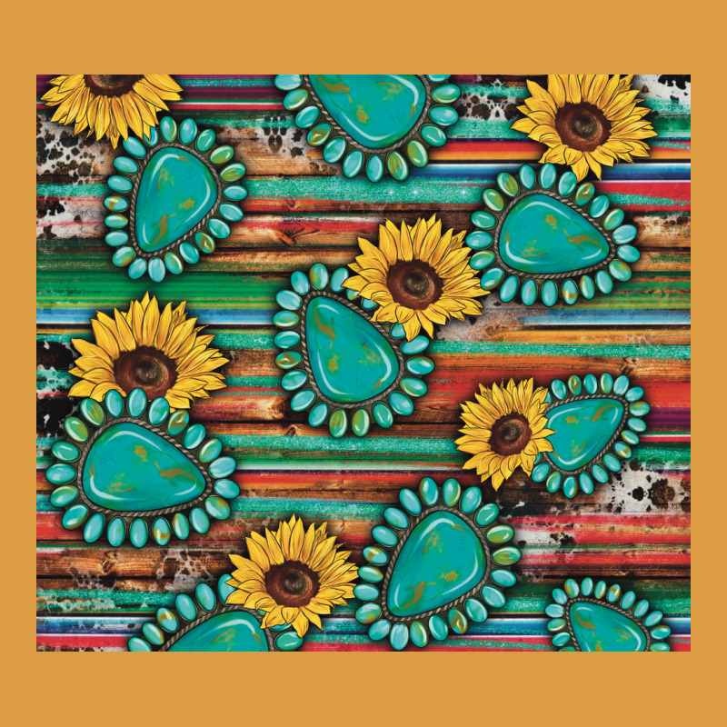 Western Gemstone Sunflowers Serape Cowhide Glitter Wooden Urban Heavy Tee by Artiststas | Teevron