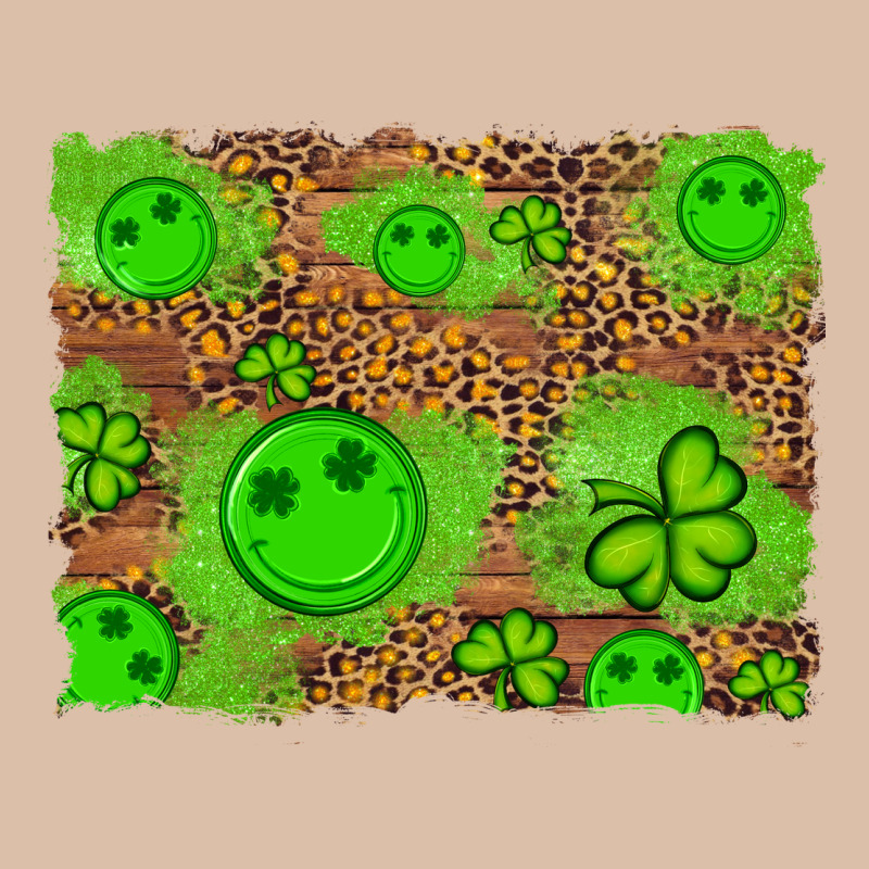Shamrock Glitter Leopard And Wood Background Urban Heavy Tee by Artiststas | Teevron