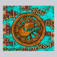 Cowboy Hat Turquoise Aztec Background Old Wheel Heavyweight Sweatshirt | Teevron