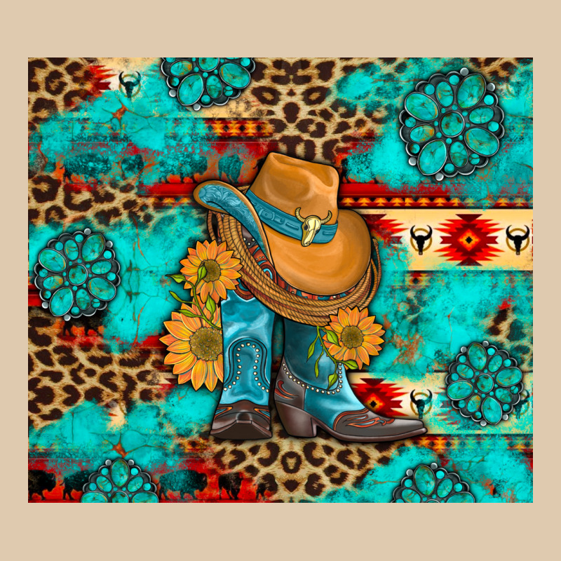 Cowboy Boots With Turquoise And Aztec Heavyweight Sweatshirt by Artiststas | Teevron