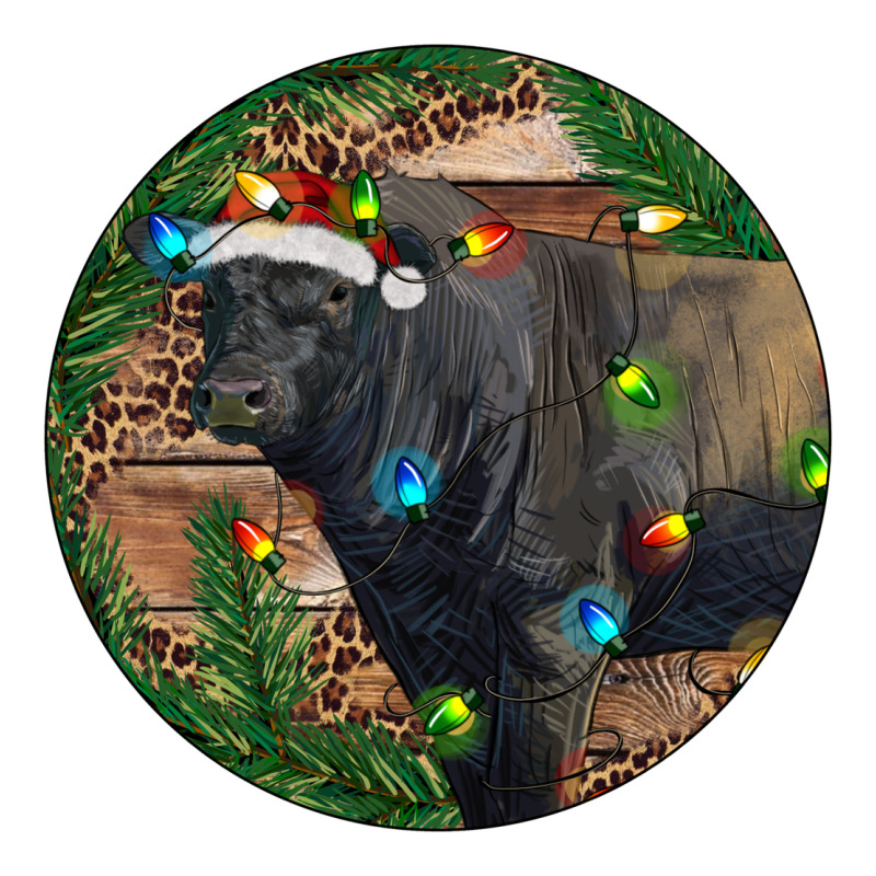 Black Angus Bull With Christmas Lights Heavyweight Hoodie by RanaPortraitStore | Teevron