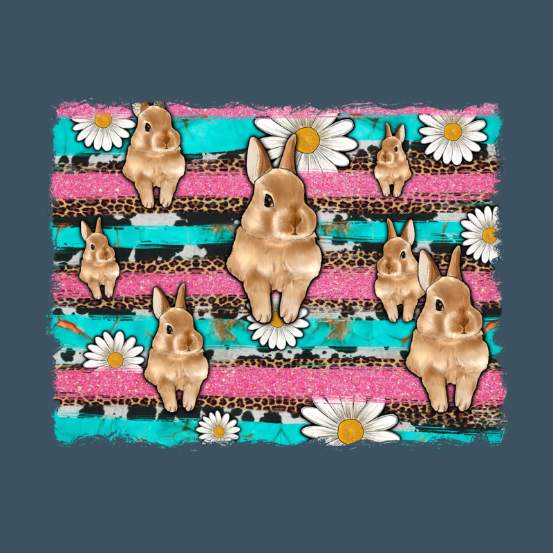 Easter Bunny With Daisy And Turquoise Cowhide Leopard  Background Urban Heavy Tee by Artiststas | Teevron