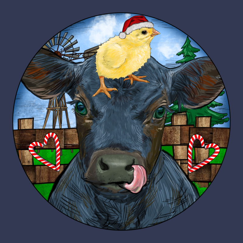 Black Angus Cattle With Santa Chick Christmas Heavyweight Hoodie by RanaPortraitStore | Teevron