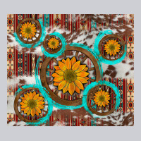 Sunflowers And Western Old Wheel Aztec Cowhide Background Heavyweight Sweatshirt | Teevron