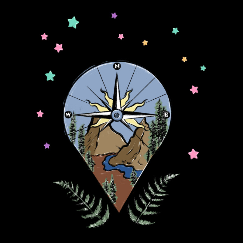 Compass With Mountain Long Sleeve Tee by MaliasSmallBusiness | Teevron