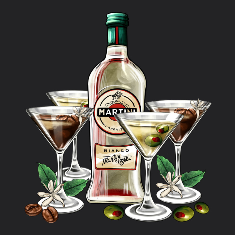 Martini Glasses And Martini Bottle Vintage Tee by AdoDesignShop | Teevron