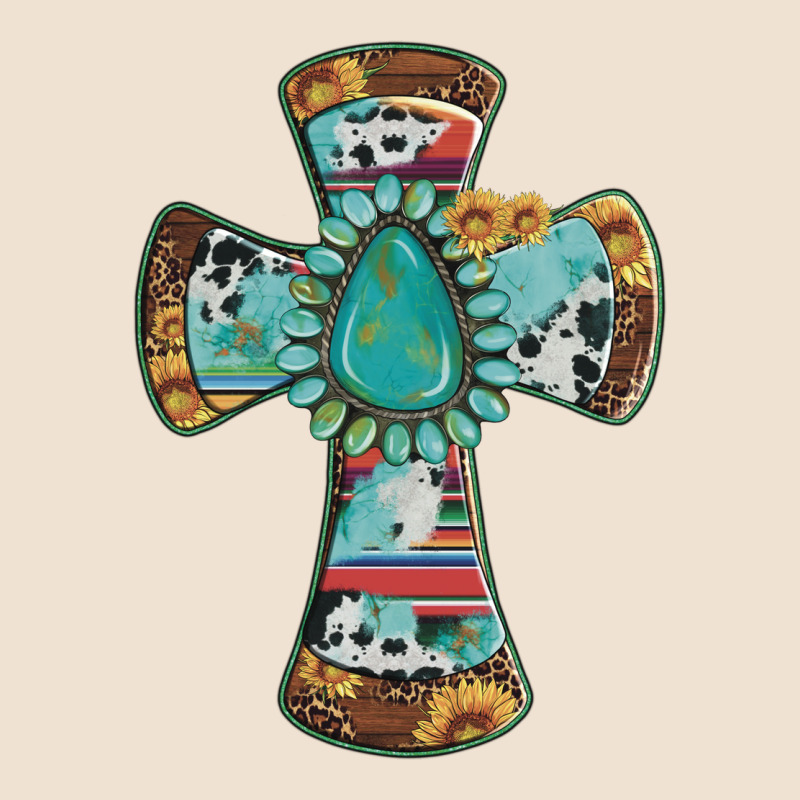 Cross With Leopard Sunflower Gemstone Serape Cowhide Urban Heavy Tee by Artiststas | Teevron