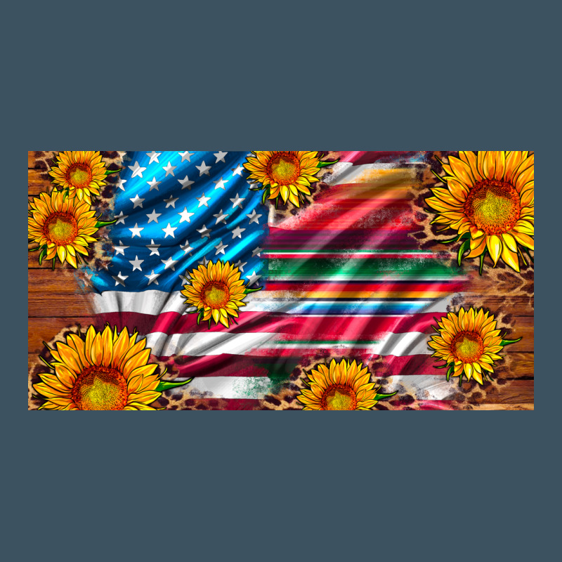 Usa Flag And Serape With Leopard And Sunflowers License Plate Urban Heavy Tee by Artiststas | Teevron