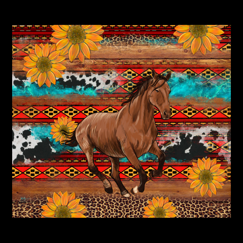 Western Horse And Sunflowers Cowhide Leopard With Aztec Heavyweight Sweatshirt by Artiststas | Teevron