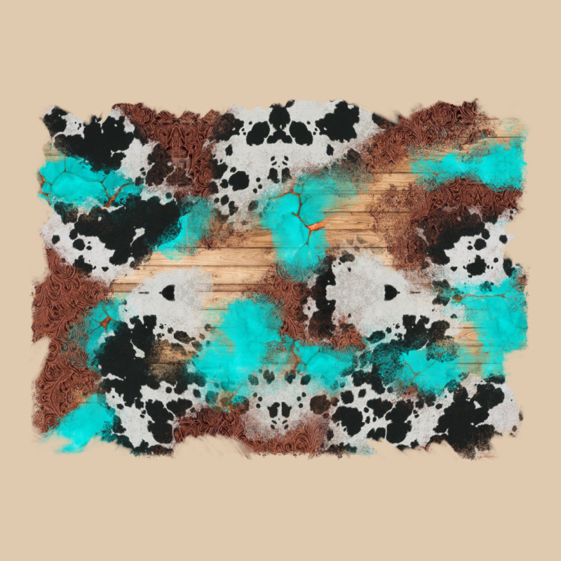 Western Cowhide Turquoise And Wood Background Heavyweight Sweatshirt by Artiststas | Teevron