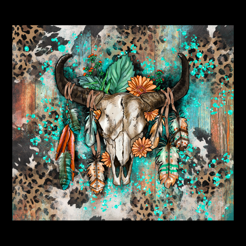 Cowhide Bull Skull Ladies Tee by Zillion Design Studio | Teevron