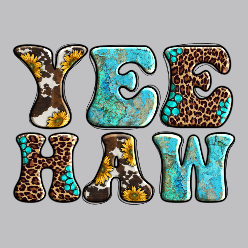 Western Sunflowers Turquoise Leopard Yee Haw Classic Tee by BarkalooDesign | Teevron