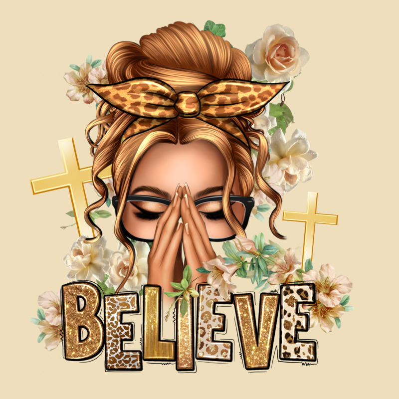 Blonde Hair Believe Praying Caucasian Messy Bun Premium Hoodie by texasbilliewilder | Teevron