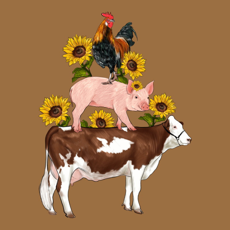 Western Farm Life Cow Pig Rooster With Sunflowers Vintage Tee by Artiststas | Teevron