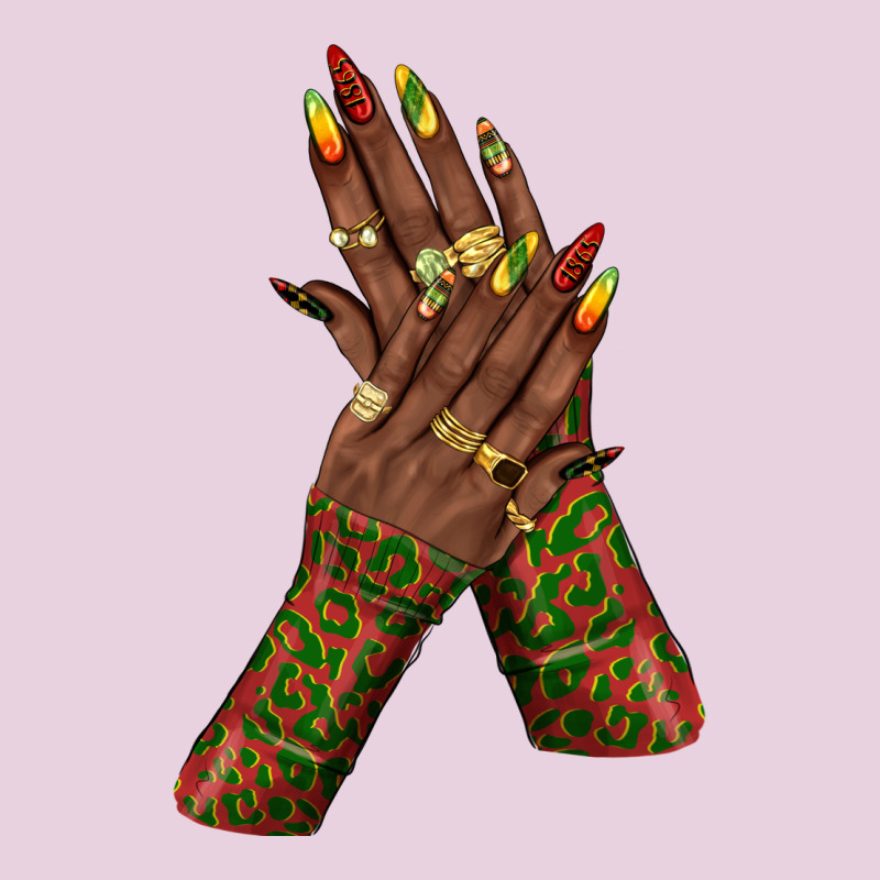 Juneteenth Nail Art With Afro Hand Ladies Tee by texasbilliewilder | Teevron