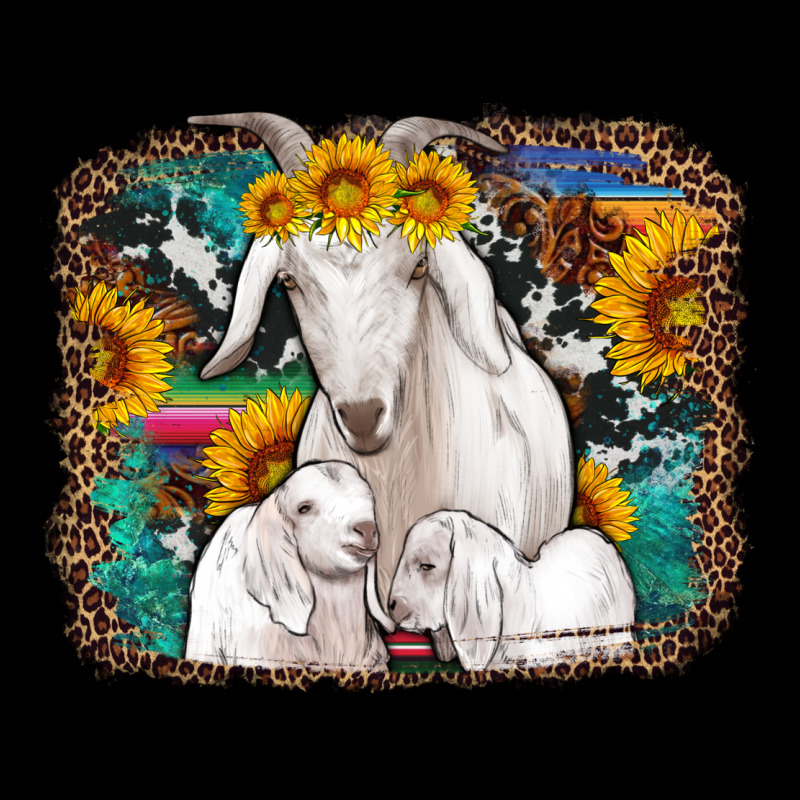 Goat Family With Sunflowers Western Serape Turquoise Background Heavyweight Sweatshirt by Artiststas | Teevron
