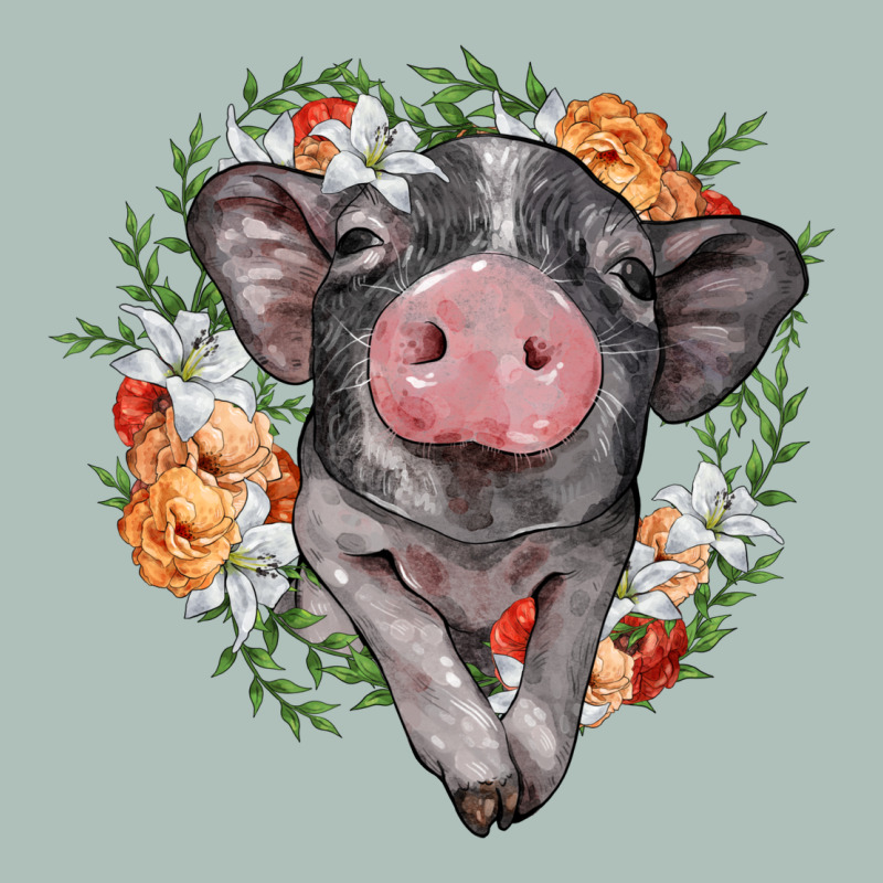 Baby Pig Floral Wreath Heavyweight Hoodie by BarkalooDesign | Teevron