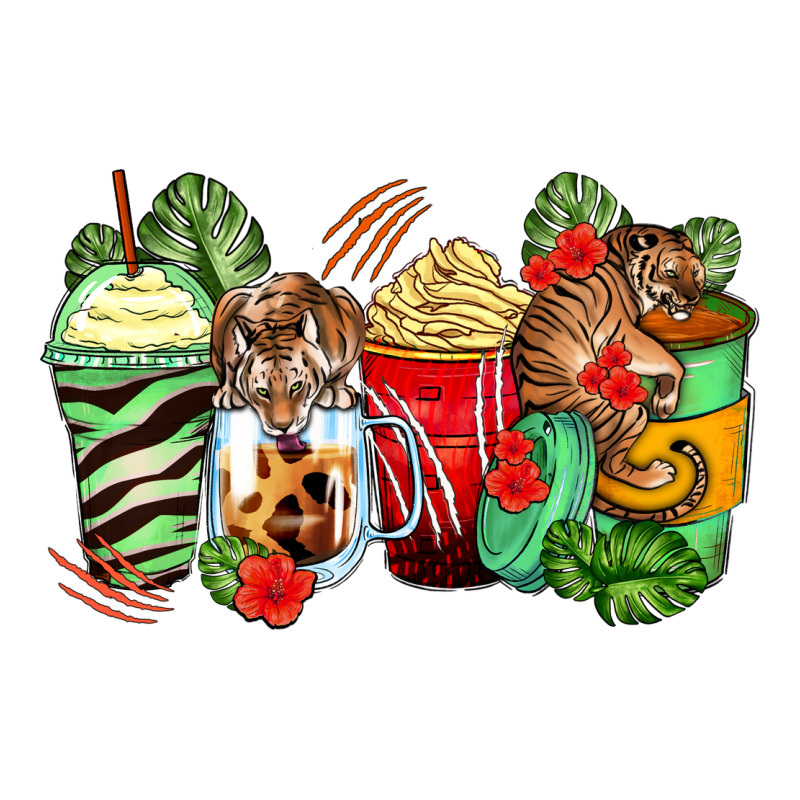 Tiger Coffee Cups Ladies Tee by Zillion Design Studio | Teevron