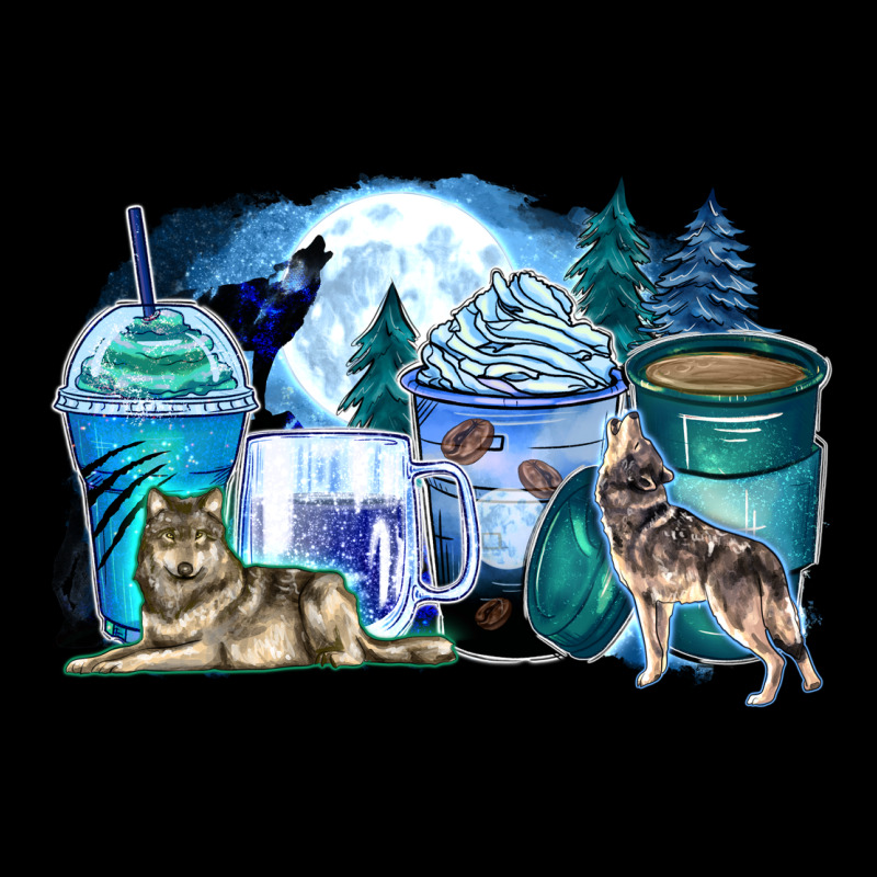 Wolf Coffee Cups Ladies Tee by Zillion Design Studio | Teevron
