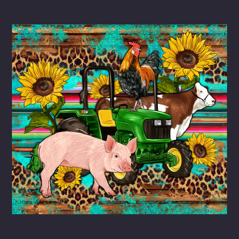 Western Farm Tractor Pig Rooster Cow Sunflowers Vintage Tee by Artiststas | Teevron