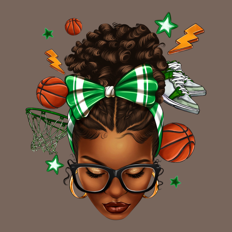 Afro Messy Bun Basketball Green Bow Premium Hoodie by texasbilliewilder | Teevron