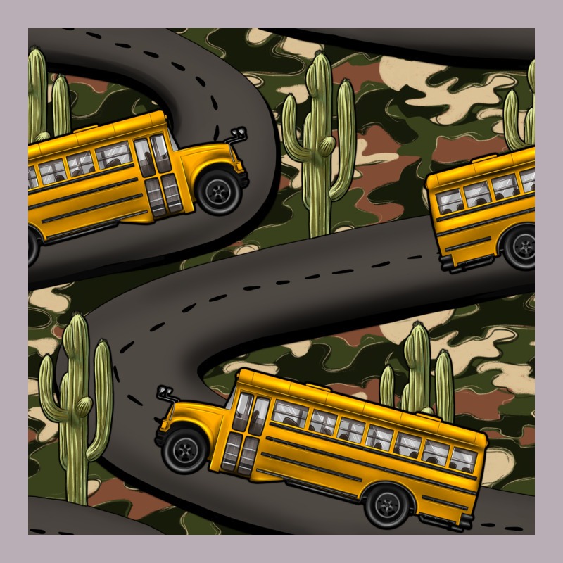 Cactus Camouflage School Bus Seamless Pattern Vintage Tee by BundleAndBundleShop | Teevron