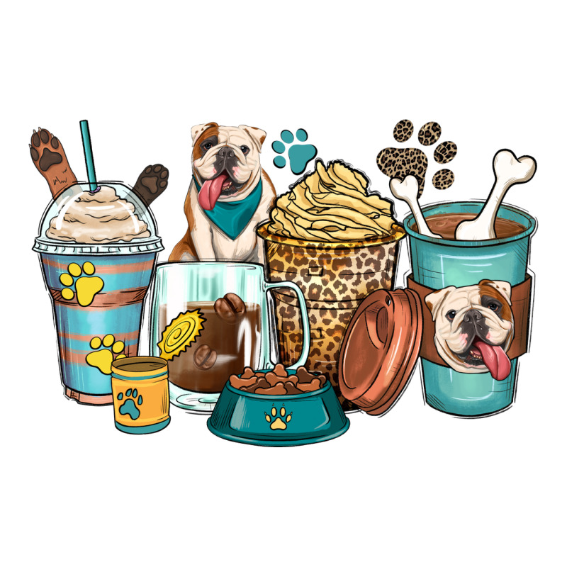 English Bulldog Coffee Cups Ladies Tee by Zillion Design Studio | Teevron