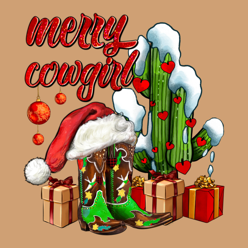 Merry Cowgirl  Boots And Cactus With Gifts Vintage Tee by AdoDesignShop | Teevron