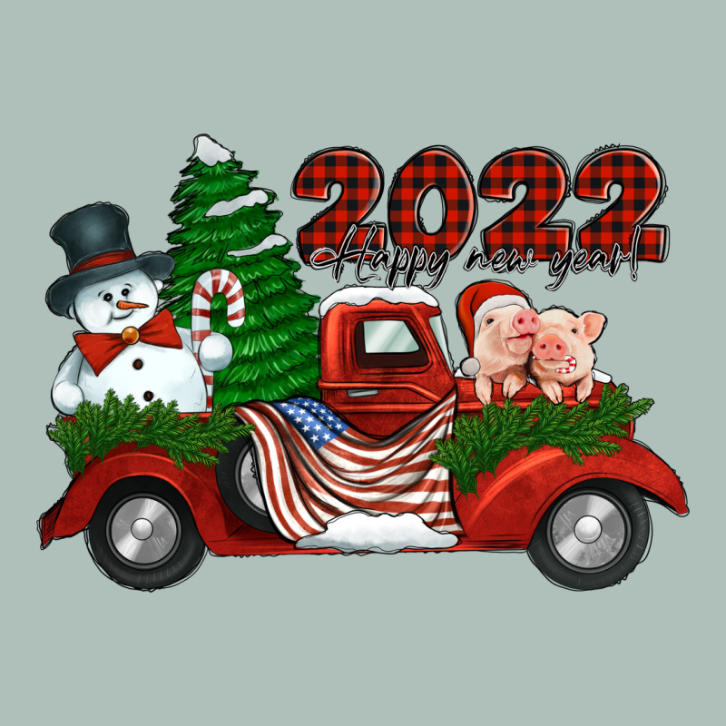 Happy New Year 2022 Christmas Truck With American Flag Heavyweight Hoodie by Jasminsmagicworld | Teevron