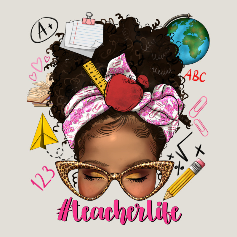 Afro Messy Bun Teacherlife Heavy Core Tee by texasbilliewilder | Teevron