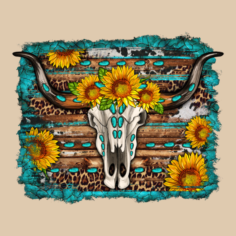 Longhorn Bull Skull Western Turquoise Background Heavyweight Sweatshirt by Artiststas | Teevron