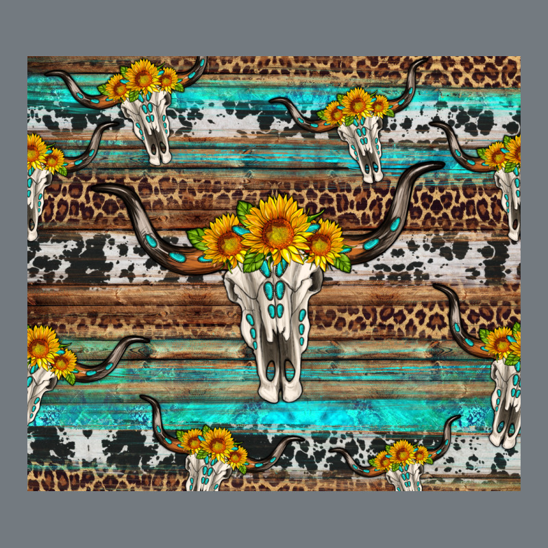 Longhorn Bull Skull Cowhide Leopard Turquoise Heavyweight Sweatshirt by Artiststas | Teevron