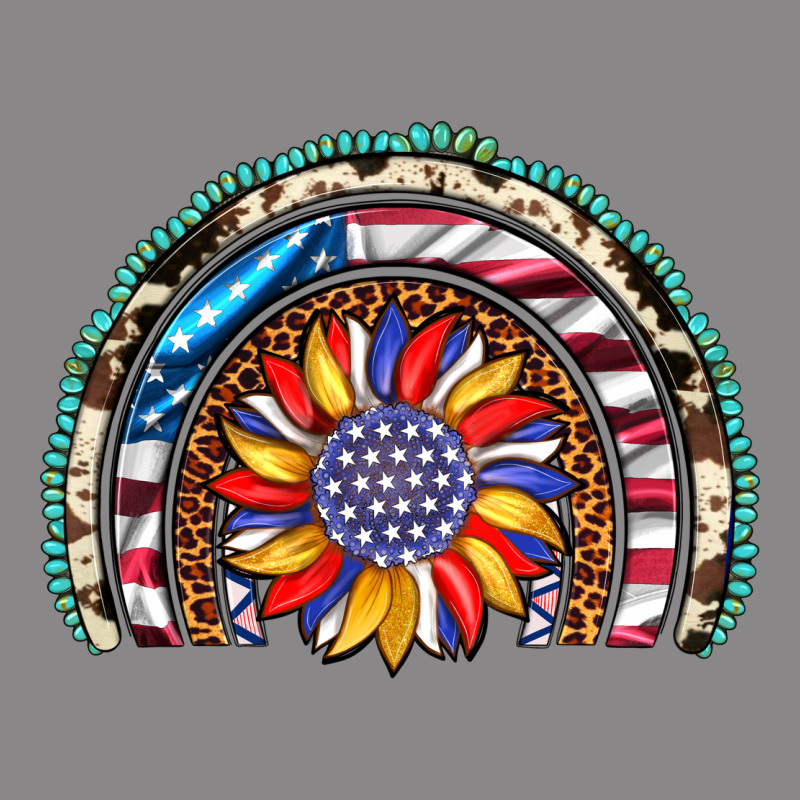 Sunflower American Flag Leopard Gemstone Cowhide Rainbow Vintage Tee by Artiststas | Teevron
