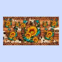 Sunflower Gemstone Leopard Cowhide Horseshoe License Plate Urban Heavy Tee | Teevron