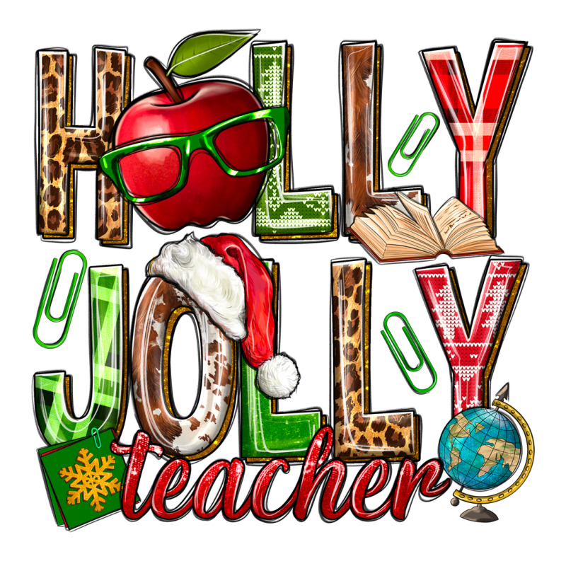 Holly Jolly Teacher Zipper Hoodie by NancyCooperArtShop | Teevron